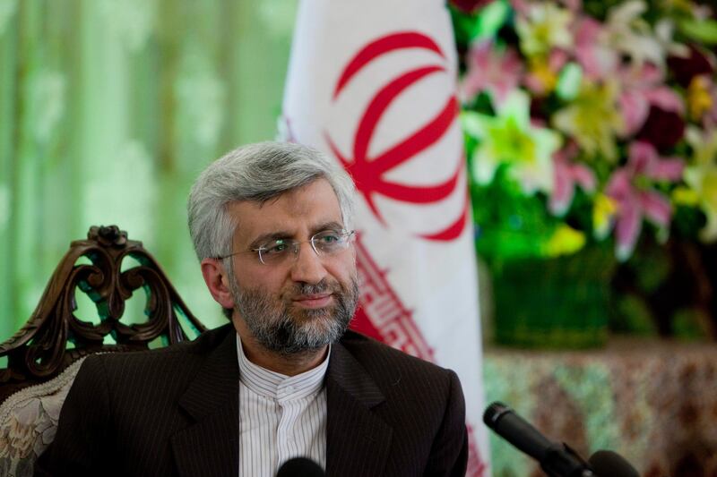 Saeed Jalili, Iran's top nuclear negotiator, attends a news conference in Beijing, China, on Friday, April 2, 2010. U.S. President Barack Obama urged Chinese counterpart Hu Jintao to support international efforts to stop Iran developing nuclear weapons in a one-hour phone conversation that accentuated the U.S. push to impose fresh sanctions. Photographer: Nelson Ching/Bloomberg *** Local Caption *** Saeed Jalili 656001.jpg