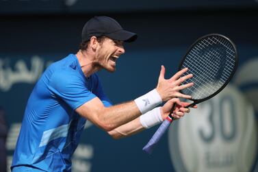 Andy Murray of Britain reacts during his second round match against Jannik Sinner of Italy at the Dubai Duty Free Tennis ATP Championships 2022 in Dubai, United Arab Emirates, 23 February 2022.   EPA / ALI HAIDER