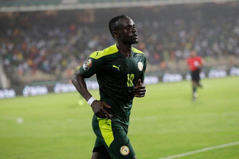 Senegal's Sadio Mane celebrates after scoring. AP