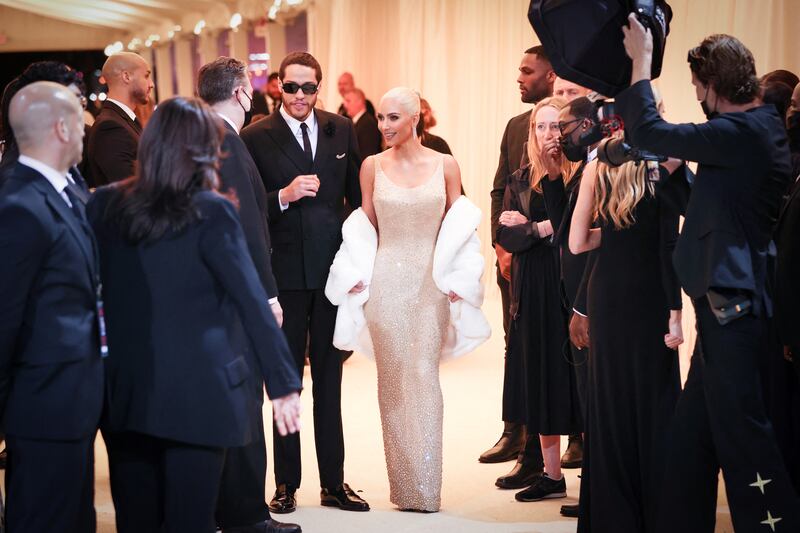 Kim Kardashian in Marilyn Monroe's dress at the 2022 Met Gala. Reuters