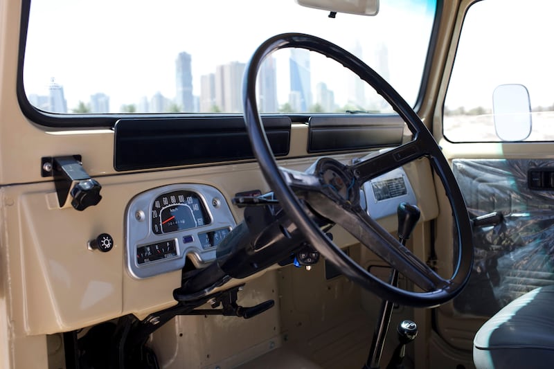 Dubai, United Arab Emirates - May 18 2013 - The interior of Max Stanton's 1979 Toyota Fj Cruiser. (Razan Alzayani / The National) 
