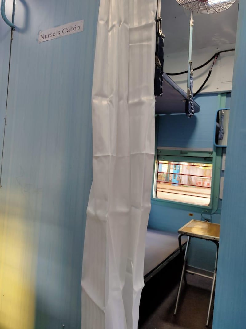 An Indian Railways train carriage converted into a ward for coronavirus patients. courtesy: Indian Railways