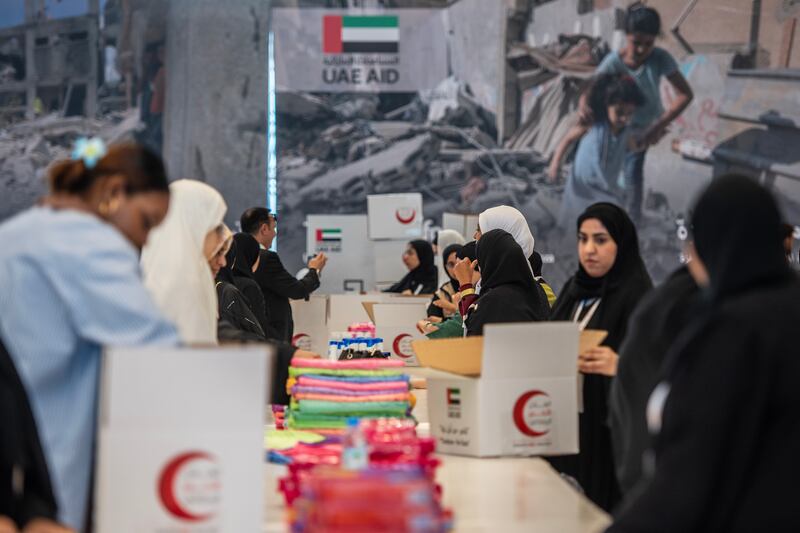 Volunteers working tirelessly to pack crucial daily essentials for Gaza