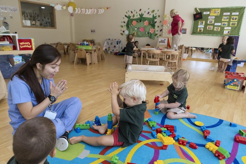 Children at play at Paddington Nursery in Jumeirah Lakes Towers, Dubai. The pre-primary school business is growing in the GCC as enrolment for children between 3 and 5 increases. Antonie Robertson / The National