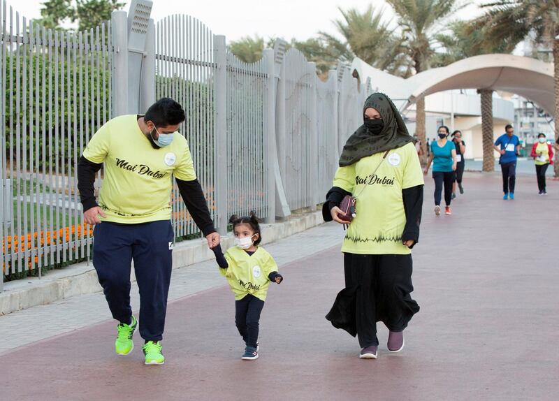 Dubai, United Arab Emirates - Participants at the Dubai Run, The Frame Zabeel Park.  Leslie Pableo for The National