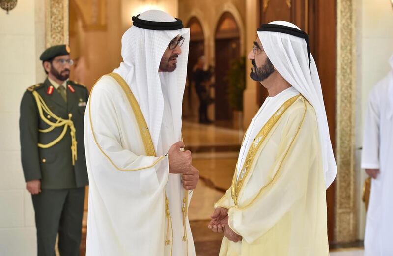 Sheikh Mohammed bin Rashid, Vice President and Ruler of Dubai, and Sheikh Mohammed bin Zayed, Crown Prince and Deputy Supreme Commander of the Armed Forces, on the occasion of Eid Al Adha on Thursday. Wam