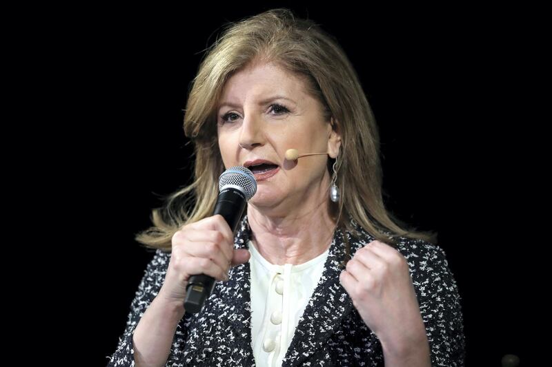 Arianna Huffington, founder and CEO of Thrive Global, speaks at the Wall Street Journal Digital conference in Laguna Beach, California, U.S. October 16, 2017. REUTERS/Mike Blake - RC18D1B12DE0