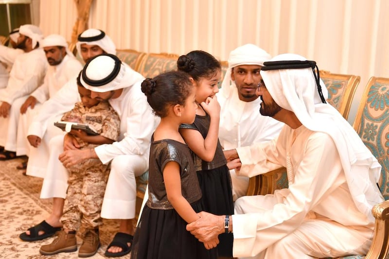 Sheikh Mohammed bin Rashid, Vice President and Ruler of Dubai, offers condolences to the family of Saeed Anbar Juma Al Falasi. The Emirati serviceman died while being treated in a Paris hospital for wounds received while serving with the Saudi-led coalition in Yemen. Wam