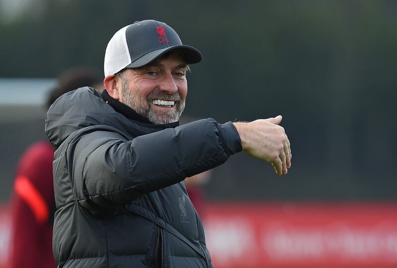 Manager Jurgen Klopp oversees the Liverpool workout.