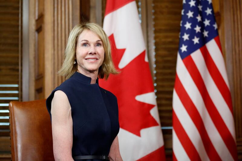 FILE PHOTO: U.S. Ambassador to Canada Kelly Craft takes part in a meeting with Canada's Prime Minister Justin Trudeau in Trudeau's office on Parliament Hill in Ottawa, Ontario, Canada, November 3, 2017. REUTERS/Chris Wattie/File Photo
