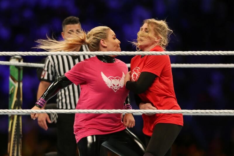 Natalya versus Lacey Evans at the King Fahd International Stadium, Riyadh. Reuters