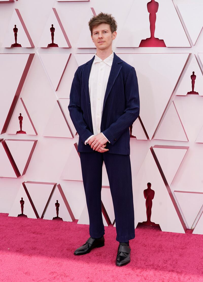 Kellen Quinn arrives at the 93rd Academy Awards at Union Station in Los Angeles, California, on April 25, 2021. AP