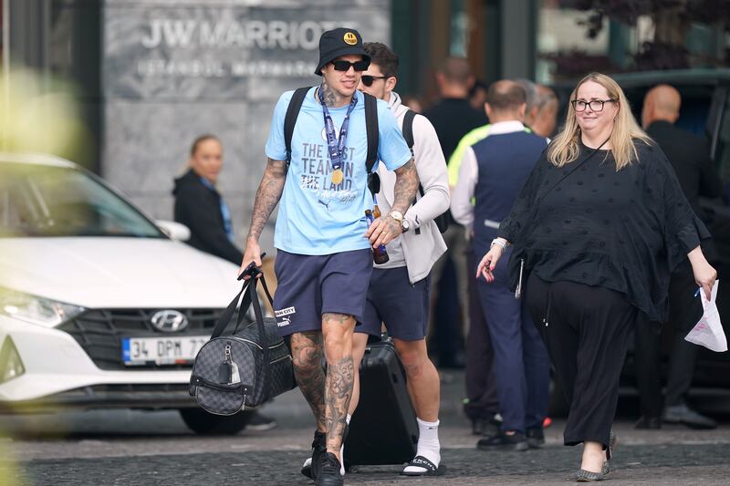 Manchester City goalkeeper Ederson leaving their team hotel in Istanbul, following their victory over Inter Milan in yesterday's UEFA Champions League Final. PA