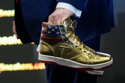 Trump's sneakers have been dubbed the 'Never Surrender High-Tops'. AP