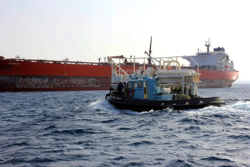 A tanker near Libya’s port of Ras Lanuf. The port has launched its first tanker full of oil since at least late 2014. AFP