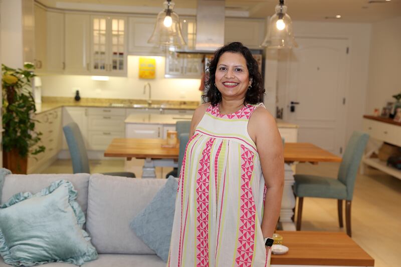 Elrona D'Souza bought her three-bedroom apartment for Dh2.1 million at Foxhill 8 in Motor City, Dubai in 2013. All photos: Pawan Singh / The National