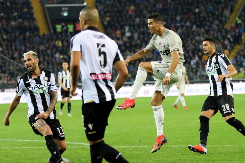 Ronaldo scores during the Italian Serie A match. EPA