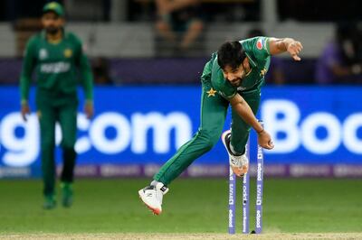Pakistan's Haris Rauf bowls during the T20 World Cup semi-final match against Australia. AFP