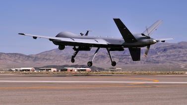 An MQ-9 Reaper drone takes off at Creech Air Force Base in Nevada. EPA / US Air Force handout