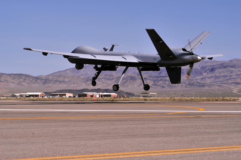 An MQ-9 Reaper drone takes off at Creech Air Force Base in Nevada. EPA / US Air Force handout