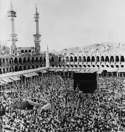 The Kaaba in the centre of the Masjid Al Haram in Makkah, Saudi Arabia in 1967. The mosque is also referred to as Bayt Al Haram. Getty Images