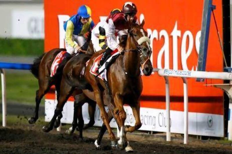 Rochdale, with Harry Bentley aboard, put on a charge 400 metres out to win the Emirates Skywards 2,000-metre handicap on Meydan Racecourse's opening night.