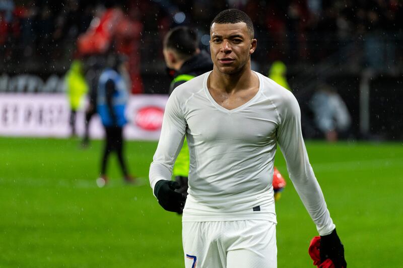 PSG's Kylian Mbappe leaves the pitch after the final whistle. AP Photo 