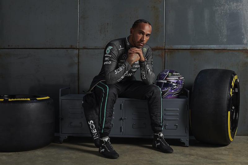 Mercedes driver Lewis Hamilton during the launch of their new F1 car for 2022. PA
