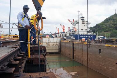 Maintainance works are being carried out at Panama Canal's Pedro Miguel Locks in Paraiso, near Panama City. AFP