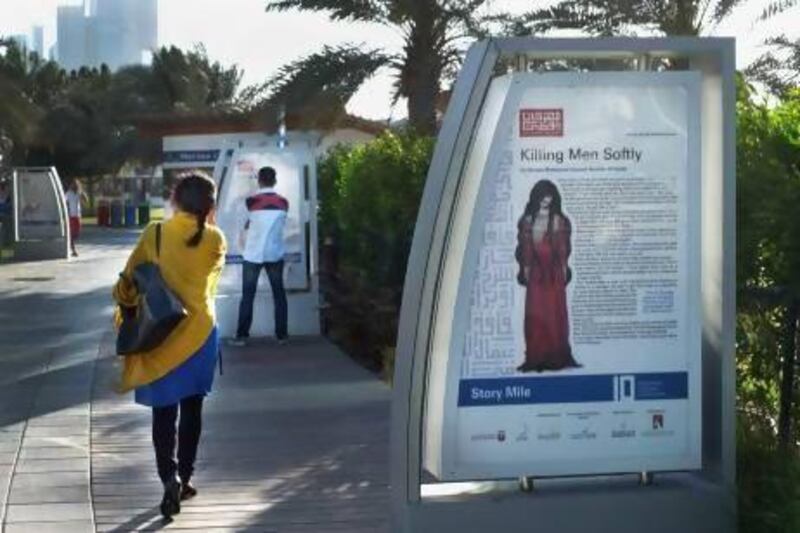 The Story Mile, a selection of Emirati tales and traditional characters, on display along the Corniche. The tales are legends and myths handed down from generation to generation. Delores Johnson / The National