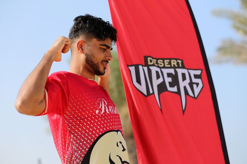 UAE Under-19 international Ali Naseer shows off the new Desert Vipers jersey.
