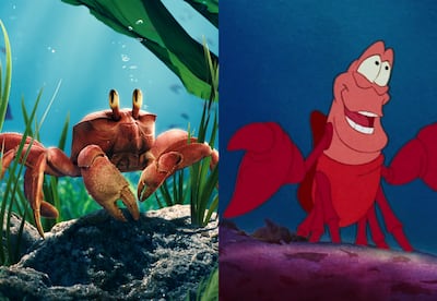 Sebastian in Disney's live-action remake versus the 1989 animation. Photos: Disney