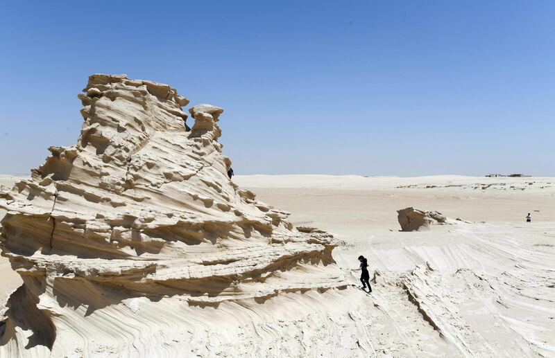 Abu Dhabi, United Arab Emirates - Natural fossil dunes attraction on the outskirts, at Al Wathba. Khushnum Bhandari for The National