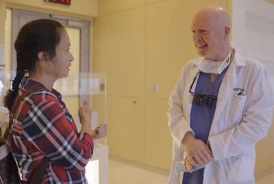 Dr John Devine and Aireen after the tumour was removed. Photo: SSMC