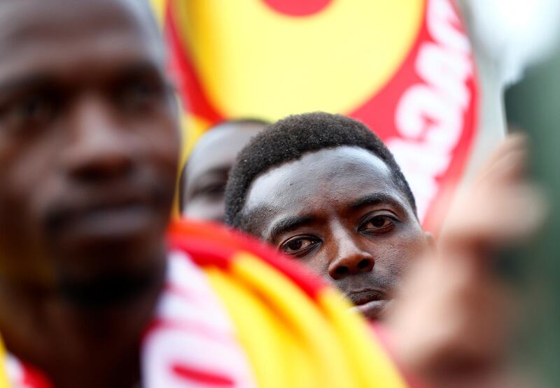 Migrants demonstrate in support of the mayor of the town Domenico Lucano in front of his house in the southern Italian town of Riace, October 6, 2018. REUTERS/Yara Nardi