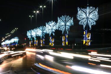 Hijri New Year lights along Abu Dhabi Corniche. Victor Besa /The National Section