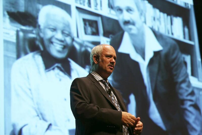 Christo Brand, Nelson Mandela’ s prison guard, speaking about his friendship with the South African statesman, at the BOLDtalks event at Dubai Community Theatre and Arts Centre on March 22, 2014. Pawan Singh / The National 