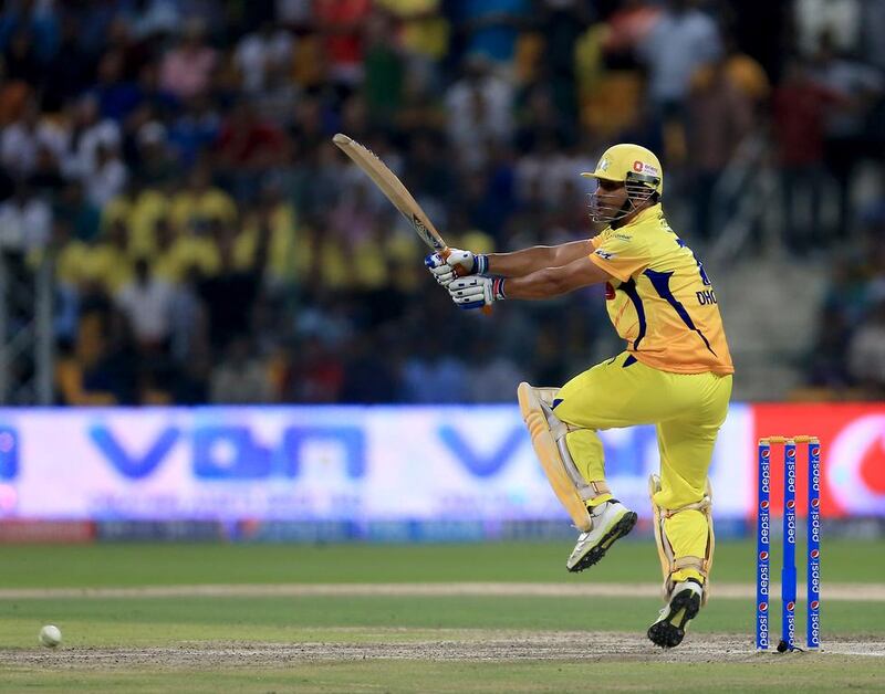 MS Dhoni scored an unbeaten 49 off just 28 deliveries on Saturday. Ravindranath K / The National