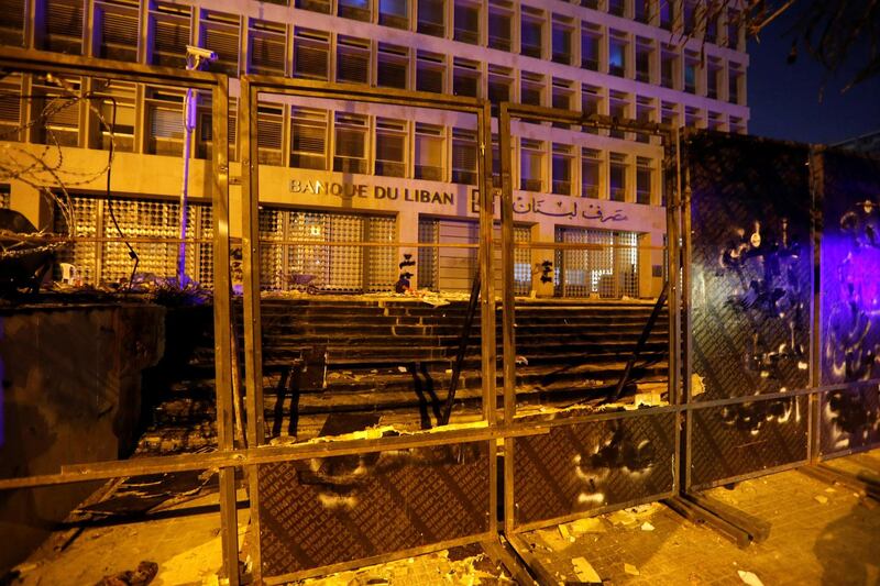 The Banque du Liban, the central bank of Lebanon, is seen as protests against the government continue in Beirut, Lebanon.  Reuters