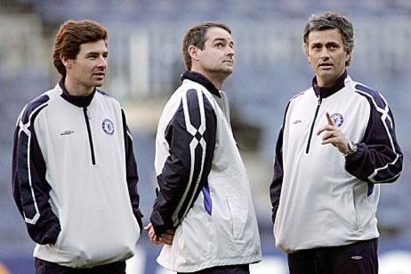 Villas-Boas, left, follows in the footsteps of Jose Mourinho, second right, at Chelsea.