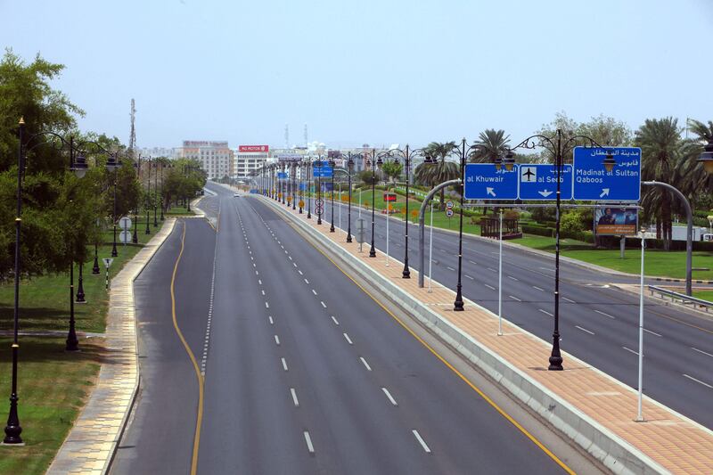 Sultan Qaboos Street in the Omani capital Muscat amid a Covid-19 lockdown during Eid Al Adha.