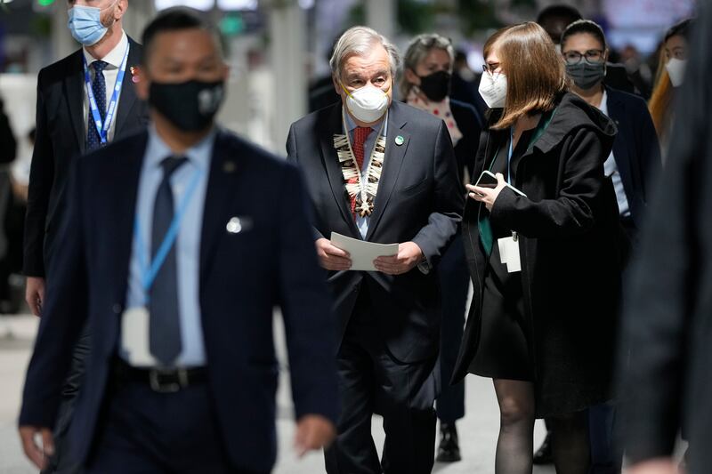 UN Secretary General Antonio Guterres walks through the venue. AP Photo