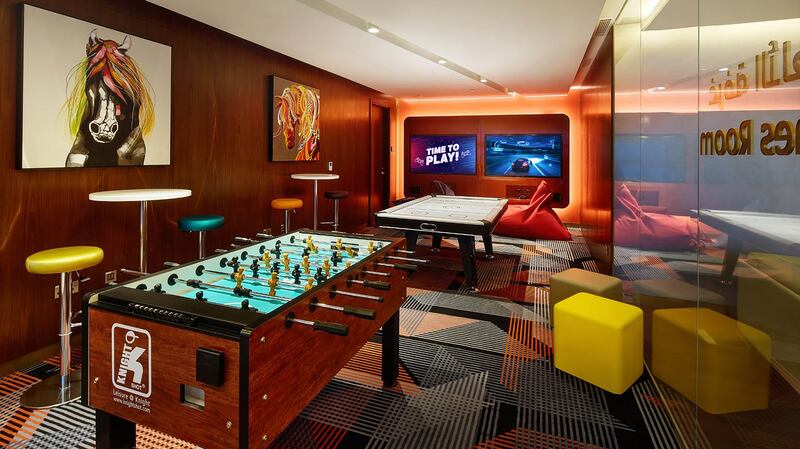 The games room has table football, air hockey and digital gaming options 