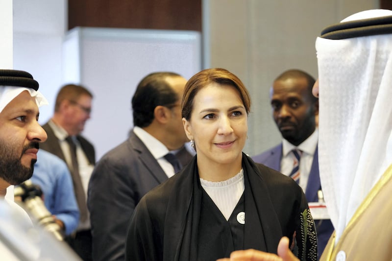 
29.10.18  Her Excellency Mariam bint Mohammed Saeed Hareb Al Mehairi; Minister of State for Food Security, attending the Agiscape exhibition on agricultural investments and food security,  in Abu Dhabi at the Rosewood hotel. Anna Nielsen for the National 
