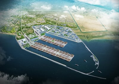 An aerial of the Grand Port of Al Faw, Iraq, with the first phase of the project currently underway. (Daewoo E&C)