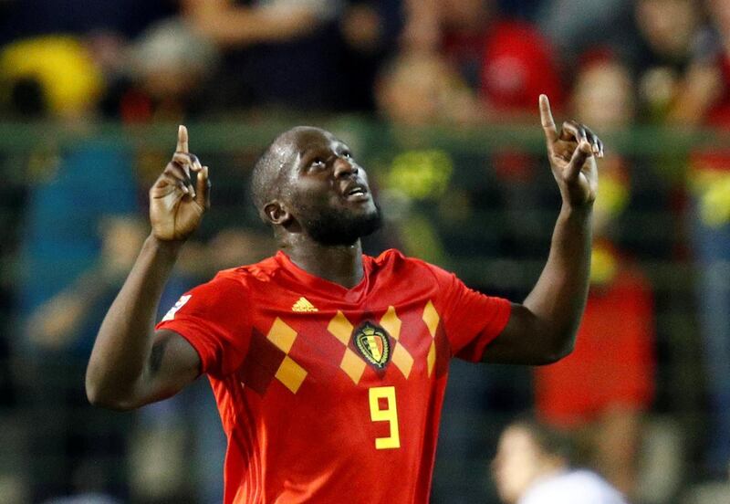 Belgium's Romelu Lukaku celebrates the first of his two goals in the 2-1 Uefa Nations League victory over Switzerland. Reuters
