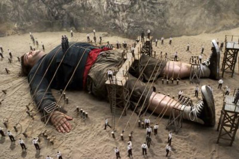 In this film publicity image released by 20th Century Fox, Jack Black portrays Gulliver in a scene from, "Gulliver's Travels." (AP Photo/20th Century Fox, Murray)