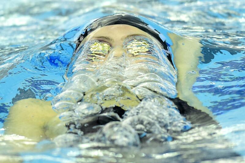 Katharine Berkoff competes in the 200m backstroke during the US Open Championships at the Greensboro Aquatic Centre in North Carolina, on Saturday, November 14. AFP