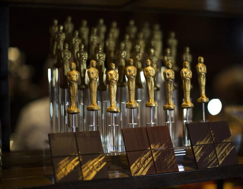 Oscar shaped chocolates are pictured at a preview of the food and decor for the 87th Academy Awards' Governors Ball. Reuters