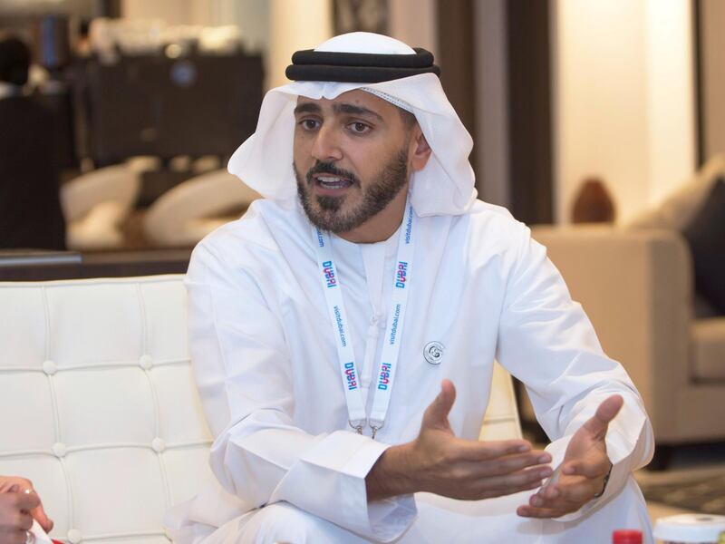 DUBAI, UNITED ARAB EMIRATES, 22 APRIL 2018 - Interview with Issam Kazim, CEO, DCTCM (Dubai Tourism) at the 25th Arabian Travel Market, Dubai. Leslie Pableo for the National for Sarah Townsend’s story